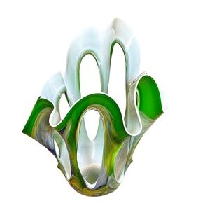 Makora Krosno Hand Crafted MCM Art‎ Sculpture Multi Colored Glass Vase